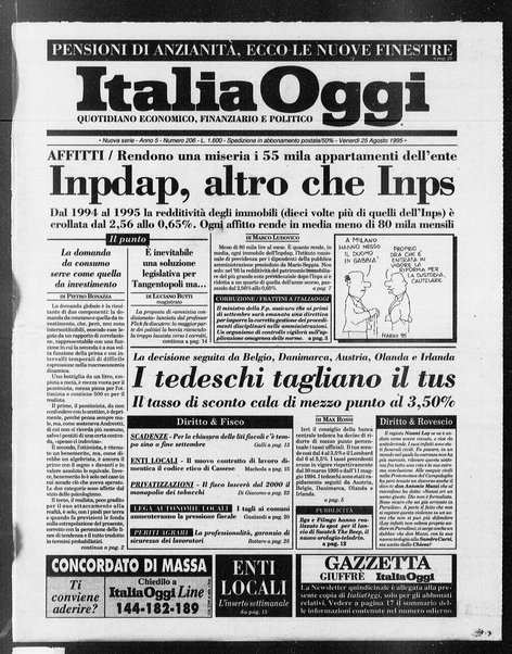 Italia oggi : quotidiano di economia finanza e politica